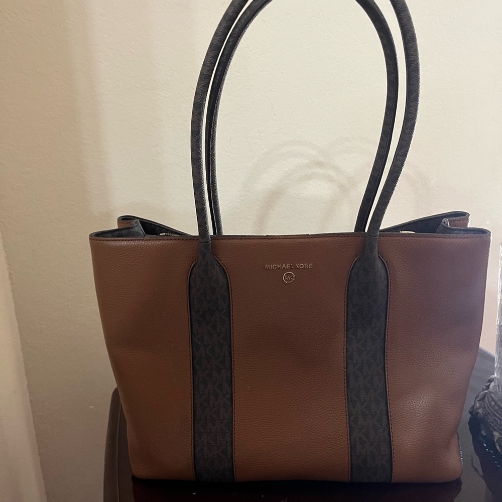 Michael Kors Tan and Black Tote Bag